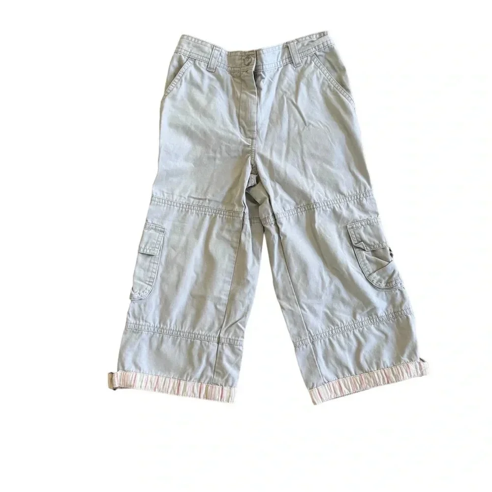 Y2K Gymboree Cargo Pants Beige Adjustable Waist Pockets Girls size 9